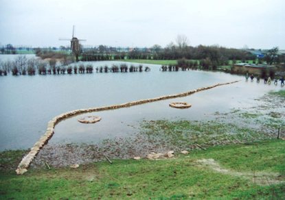 Sand boils during highwater